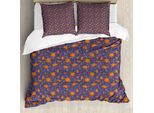 Abakuhaus Set Copripiumino Arancione Bruciato Per Letti Singoli, Fiori Thin Aehrenstiele, Antiacaro, Adatto A Chi Soffre Di Allergie, Con Federa, 155 Cm X 220 Cm - 80 X 80 Cm, Dark Indigo Marigold