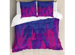 Abakuhaus Set Copripiumino Tropicale Per Letti Singoli, Foglie Esotiche Della Giungla, Antiacaro, Adatto A Chi Soffre Di Allergie, Con Federa, 155 Cm X 220 Cm - 80 X 80 Cm, Magenta Viola Scuro
