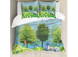 Abakuhaus Set Copripiumino Per Letti Singoli, Tende In Primavera Nel Bosco, Antiacaro, Adatto A Chi Soffre Di Allergie, Con Federa, 155 Cm X 220 Cm - 80 X 80 Cm, Multicolore