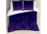 Abakuhaus Set Copripiumino Blu E Rosa Per Letti Singoli, Motivo Astratto Moderno A Pois, Antiacaro E Anallergico, Con Federa, 200 Cm X 200 Cm - 80 X 80 Cm, Indaco Rosa