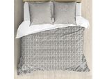Abakuhaus Set Copripiumino Geometrico A Rombi Per Letti Singoli, Motivo Astratto A Griglia, Antiacaro E Anallergico, Con Federa, 200 Cm X 200 Cm - 80 X 80 Cm, Color Guscio D'uovo Grigio Antracite