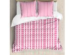 Abakuhaus Set Copripiumino Geometrico A Rombi Per Letti Singoli, Pinkish Argyle, Antiacaro, Adatto A Chi Soffre Di Allergie, Con Federa, 200 Cm X 200 Cm - 80 X 80 Cm, Rosa Pastello