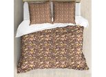 Abakuhaus Set Copripiumino Botanico Per Letti Singoli, Motivi Floreali Pastello, Antiacaro, Adatto A Chi Soffre Di Allergie, Con Federa, 155 Cm X 220 Cm - 80 X 80 Cm, Multicolore