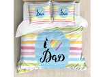 Abakuhaus Set Copripiumino Per Letto Singolo Per La Festa Del Papà, Disegno "I Love Dad"", Antiacaro, Adatto A Chi Soffre Di Allergie, Con Federa, 155 Cm X 220 Cm - 80 X 80 Cm, Multicolore"
