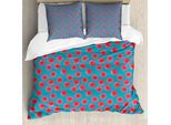 Abakuhaus Set Copripiumino Blu E Rosa Per Letti Singoli, Vibrant Dahlia Petals, Antiacaro E Anallergico Con Federa, 155 Cm X 220 Cm - 80 X 80 Cm, Blu Mare E Corallo Scuro