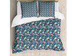 Abakuhaus Set Copripiumino Vintage Rosa Per Letti Singoli, Motivo Bouquet Floreale, Antiacaro, Adatto A Chi Soffre Di Allergie, Con Federa, 200 Cm X 200 Cm - 80 X 80 Cm, Turchese Rosa