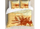 Abakuhaus Set Copripiumino Grafico Per Letti Singoli, Costa Estiva, Antiacaro, Adatto A Chi Soffre Di Allergie, Con Federa, 200 Cm X 200 Cm - 80 X 80 Cm, Paprika Arancione Pallido