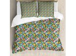 Abakuhaus Set Copripiumino Astratto Per Letti Singoli, Complex Vivid Triangles, Antiacaro, Adatto A Chi Soffre Di Allergie, Con Federa, 155 Cm X 220 Cm - 80 X 80 Cm, Multicolore