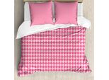 Abakuhaus Set Copripiumino Geometrico A Rombi Per Letti Singoli, Feminine Argyle, Antiacaro, Adatto A Chi Soffre Di Allergie, Con Federa, 200 Cm X 200 Cm - 80 X 80 Cm, Rosa E Cipria