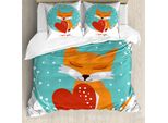 Abakuhaus Set Copripiumino Per Letto Singolo "Ti Amo"", Tema Romantico Fox Herz, Antiacaro, Adatto A Chi Soffre Di Allergie, Con Federa, 200 Cm X 200 Cm - 80 X 80 Cm, Bianco Multicolore"