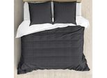 Set Copripiumino Retrò Abakuhaus Per Letti Singoli, Motivo Vintage A Griglia, Antiacaro E Anallergico, Con Federa, 155 Cm X 220 Cm - 80 X 80 Cm, Grigio E Grigio Scuro