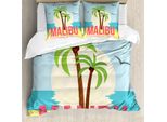 Abakuhaus Set Copripiumino Grafico Per Letti Singoli, Malibu Sunset Ocean, Antiacaro, Adatto A Chi Soffre Di Allergie, Con Federa, 200 Cm X 200 Cm - 80 X 80 Cm, Multicolore