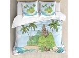 Abakuhaus Set Copripiumino Grafico Per Letti Singoli, Insel Doodle Botanik, Antiacaro, Adatto A Chi Soffre Di Allergie, Con Federa, 200 Cm X 200 Cm - 80 X 80 Cm, Multicolore