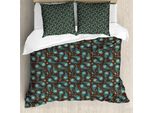 Abakuhaus Set Copripiumino Marrone Paisley Per Letti Singoli, Motivi Artistici, Antiacaro, Adatto A Chi Soffre Di Allergie, Con Federa, 155 Cm X 220 Cm - 80 X 80 Cm, Rosso-Marrone Seafoam