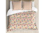 Abakuhaus Set Copripiumino Grafico Per Letti Singoli, Barca A Vela Palm Parasol, Antiacaro, Adatto A Chi Soffre Di Allergie, Con Federa, 155 Cm X 220 Cm - 80 X 80 Cm, Pesca Chiaro Multicolore