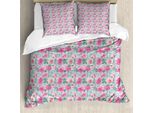 Abakuhaus Set Copripiumino Vintage Rosa Per Letti Singoli, Motivo Floreale Grunge, Antiacaro E Anallergico Con Federa, 200 Cm X 200 Cm - 80 X 80 Cm, Azzurro Pallido Rosa