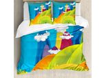 Abakuhaus Set Copripiumino In Colore Naturale Per Letti Singoli, Dreamy Berge, Antiacaro E Anallergico Con Federa, 200 Cm X 200 Cm - 80 X 80 Cm, Multicolore