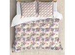 Abakuhaus Set Copripiumino Vintage Rosa Per Letti Singoli, Fiori Pastello, Antiacaro, Adatto A Chi Soffre Di Allergie, Con Federa, 155 Cm X 220 Cm - 80 X 80 Cm, Rosa Champagne
