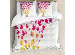 Abakuhaus Set Copripiumino Naturale Per Letti Singoli, Vivid BläTter Letters, Antiacaro E Anallergico Con Federa, 155 Cm X 220 Cm - 80 X 80 Cm, Cocco E Multicolore