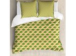 Abakuhaus Set Copripiumino Naturale Per Letti Singoli, Motivo Uva, Antiacaro, Adatto A Chi Soffre Di Allergie, Con Federa, 155 Cm X 220 Cm - 80 X 80 Cm, Marrone Pastello Verde Lime
