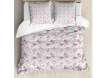 Abakuhaus Set Copripiumino Vintage Rosa Per Letti Singoli, Morbidi Fiori Pastello, Antiacaro, Adatto A Chi Soffre Di Allergie, Con Federa, 200 Cm X 200 Cm - 80 X 80 Cm, Bianco, Rosa Baby, Fucsia