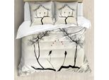 Abakuhaus Set Copripiumino Per Letti Singoli, Love Birds Ast, Antiacaro, Adatto A Chi Soffre Di Allergie, Con Federa, 200 Cm X 200 Cm - 80 X 80 Cm, Grigio, Grigio, Giallo