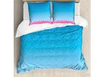 Abakuhaus Set Copripiumino Blu E Rosa Per Letti Singoli, Petali Su Skyline, Antiacaro, Adatto A Chi Soffre Di Allergie, Con Federa, 155 Cm X 220 Cm - 80 X 80 Cm, Azzurro E Rosa
