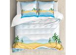Abakuhaus Set Copripiumino Con Motivo Grafico Per Letti Singoli, Ocean Palms Panorama, Antiacaro, Adatto A Chi Soffre Di Allergie, Con Federa, 200 Cm X 200 Cm - 80 X 80 Cm, Multicolore