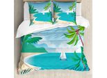 Abakuhaus Set Copripiumino Grafico Per Letti Singoli, Cartoon Tropic , Antiacaro, Adatto A Chi Soffre Di Allergie, Con Federa, 200 Cm X 200 Cm - 80 X 80 Cm, Multicolore