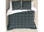 Abakuhaus Set Copripiumino Antico Orientale Per Letti Singoli, Art DéCo Colorato, Antiacaro, Adatto A Chi Soffre Di Allergie, Con Federa, 200 Cm X 200 Cm - 80 X 80 Cm, Blu Ardesia Scuro Seppia