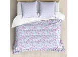 Abakuhaus Set Copripiumino Blu E Rosa Per Letti Singoli, Soft-Botanischer Sommer, Antiacaro, Adatto A Chi Soffre Di Allergie, Con Federa, 200 Cm X 200 Cm - 80 X 80 Cm, Rosa E Azzurro