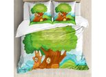 Set Copripiumino Abakuhaus Per Letti Singoli, Fantasia Cartoon, Antiacaro, Adatto A Chi Soffre Di Allergie, Con Federa, 200 Cm X 200 Cm - 80 X 80 Cm, Verde Lime Multicolore