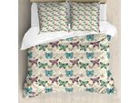 Abakuhaus Set Copripiumino Blu E Rosa Per Letti Singoli, Farfalle, Antiacaro, Adatto A Chi Soffre Di Allergie, Con Federa, 200 Cm X 200 Cm - 80 X 80 Cm, Multicolore Guscio D'uovo