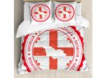 Abakuhaus Georgia Set Copripiumino Per Letti Singoli, Tema Vintage Con Mappa E Bandiera, Antiacaro E Anallergico, Con Federa, 200 Cm X 200 Cm - 80 X 80 Cm, Corallo Scuro Salmone Scuro