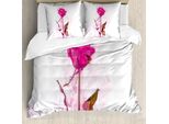 Abakuhaus Set Copripiumino Vintage Rosa Per Letti Singoli, Romantico, Antiacaro, Adatto A Chi Soffre Di Allergie, Con Federa, 200 Cm X 200 Cm - 80 X 80 Cm, Rosa Scuro Kaki