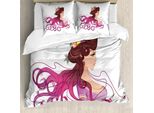 Abakuhaus Set Copripiumino Astratto Per Letto Singolo, Fruity Hair Style, Antiacaro E Anallergico, Con Federa, 200 Cm X 200 Cm - 80 X 80 Cm, Pale Redwood Multicolor