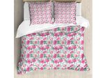 Abakuhaus Set Copripiumino Vintage Rosa Per Letti Singoli, Acquerello Con Fiori, Antiacaro, Adatto A Chi Soffre Di Allergie, Con Federa, 200 Cm X 200 Cm - 80 X 80 Cm, Multicolore