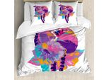 Abakuhaus Set Copripiumino Per Letti Singoli, Abstract Madagascar Monkey, Antiacaro, Adatto A Chi Soffre Di Allergie, Con Federa, 155 Cm X 220 Cm - 80 X 80 Cm, Rosa Viola