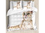 Abakuhaus Set Copripiumino Per Letto Singolo, Gattini Disegnati A Mano, Antiacaro, Adatto A Chi Soffre Di Allergie, Con Federa, 155 Cm X 220 Cm - 80 X 80 Cm, Multicolore