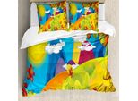 Abakuhaus Set Copripiumino Per Letto Singolo In Colore Naturale, Cartoon Autumn Nature, Antiacaro E Anallergico, Con Federa, 200 Cm X 200 Cm - 80 X 80 Cm, Multicolore