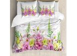Abakuhaus Set Copripiumino Vintage Rosa Per Letti Singoli, Copriletto Romantic Flower, Antiacaro E Anallergico Con Federa, 155 Cm X 220 Cm - 80 X 80 Cm, Blu Eggshell