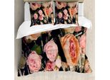 Abakuhaus Set Copripiumino Vintage Rosa Per Letti Singoli, Bouquet Floreale Rustico, Antiacaro, Adatto A Chi Soffre Di Allergie, Con Federa, 200 Cm X 200 Cm - 80 X 80 Cm, Pale Salmon Blush