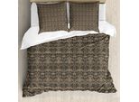 Abakuhaus Set Copripiumino Antico Orientale Per Letti Singoli, Damasco Color Naturale, Antiacaro, Adatto A Chi Soffre Di Allergie, Con Federa, 200 Cm X 200 Cm - 80 X 80 Cm, Color Cuoio E Seppia Scuro