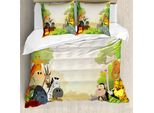 Abakuhaus Set Copripiumino Per Letto Singolo, Animali Della Foresta, Antiacaro, Adatto A Chi Soffre Di Allergie, Con Federa, 155 Cm X 220 Cm - 80 X 80 Cm, Verde Lime Multicolore