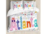 Abakuhaus Georgia Set Copripiumino Per Letti Singoli, Calligrafia Smile Colorata, Antiacaro Adatto A Chi Soffre Di Allergie Con Federa, 155 Cm X 220 Cm - 80 X 80 Cm, Multicolore