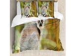 Abakuhaus Set Copripiumino Lemur Per Letti Singoli, Aperture Foto Mammifero Animale, Antiacaro Adatto A Chi Soffre Di Allergie Con Federa, 200 Cm X 200 Cm - 80 X 80 Cm, Multicolore