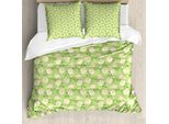 Abakuhaus Set Copripiumino Vintage Rosa Per Letti Singoli, Fiori Gialli Freschi, Antiacaro, Adatto A Chi Soffre Di Allergie, Con Federa, 200 Cm X 200 Cm - 80 X 80 Cm, Verde Chiaro Champagne
