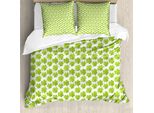 Abakuhaus Set Copripiumino A Quadrifoglio Per Letti Singoli, Motivo Luck, Antiacaro, Adatto A Chi Soffre Di Allergie, Con Federa, 155 Cm X 220 Cm - 80 X 80 Cm, Verde Mela Verde Lino