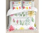 Abakuhaus Set Copripiumino Vintage Rose Per Letti Singoli, Disegno Floreale Acquerellato, Antiacaro E Anallergico Con Federa, 155 Cm X 220 Cm - 80 X 80 Cm, Multicolore