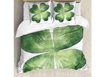 Abakuhaus Set Copripiumino A Trifoglio Per Letti Singoli, Acquerello Shamrock Leaf Art, Antiacaro, Adatto A Chi Soffre Di Allergie, Con Federa, 200 Cm X 200 Cm - 80 X 80 Cm, Verde Reseda